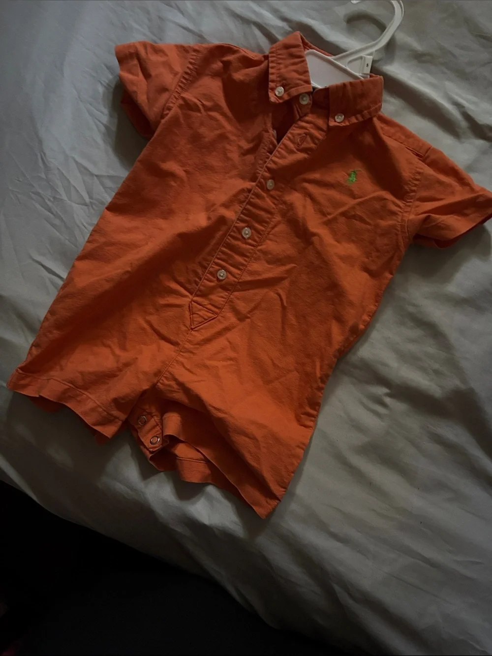 Ralph Lauren Orange Short-Sleeve Button Romper size 12 months